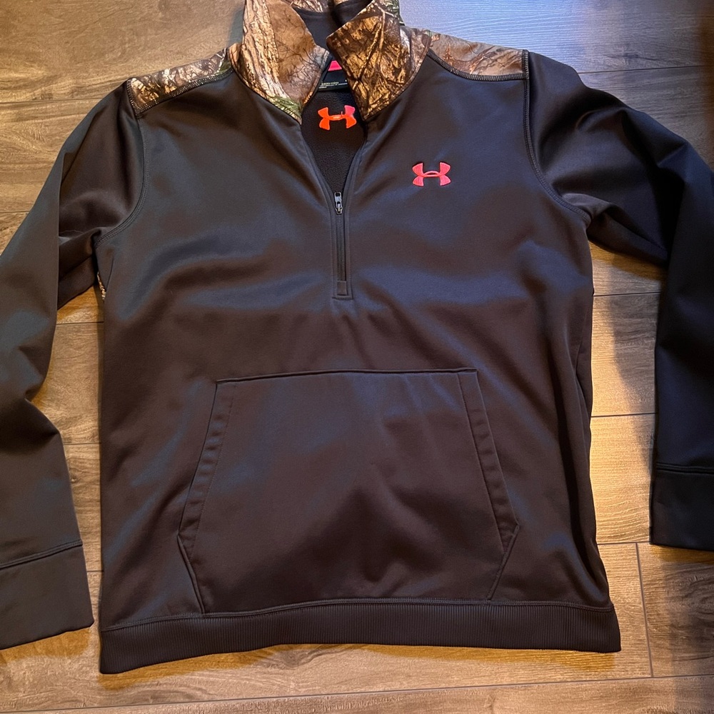Under Armour Black Pullover with Pink  Logo and Camo Trim